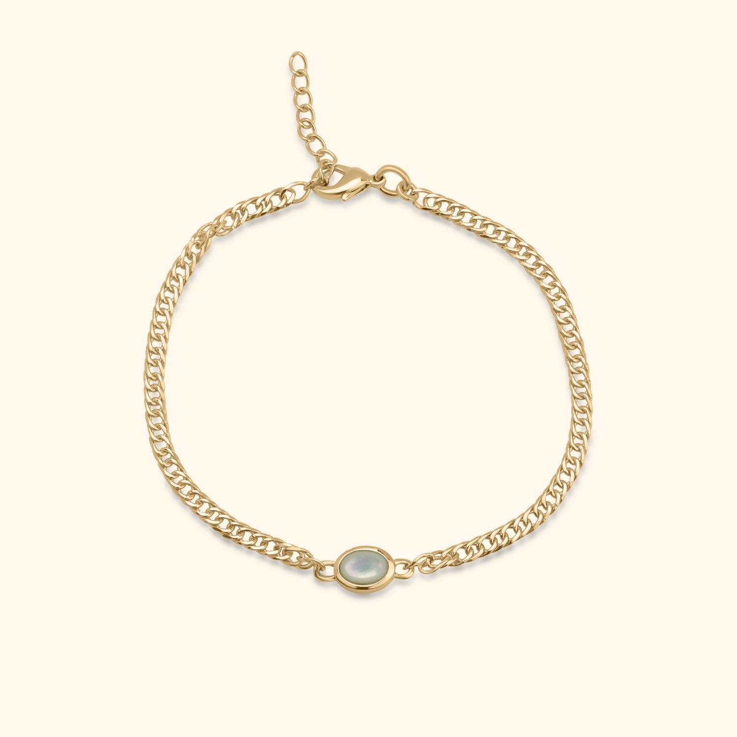 Armband met parelmoer steen gemaakt van gold plated brass